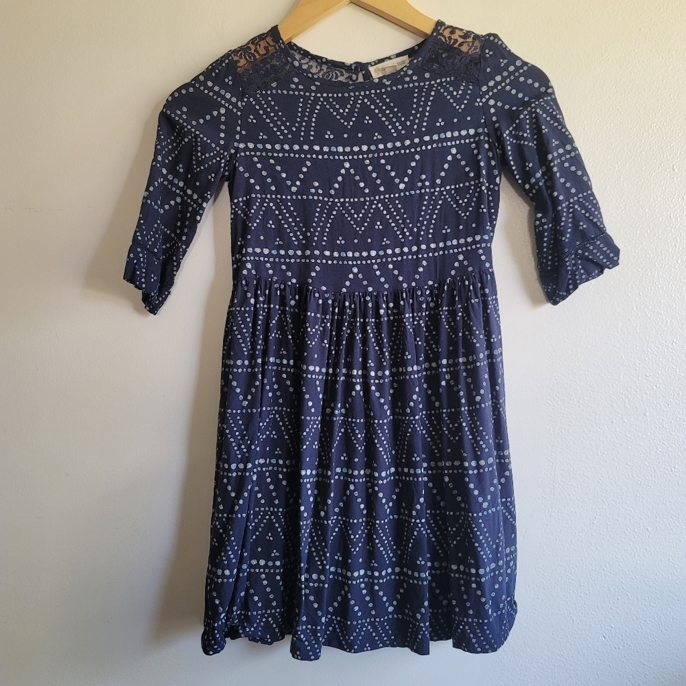 Tucker + Tate, Girls Navy and Grey Geo Print Dress, Size Small (7/8)
